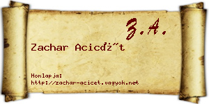 Zachar Acicét névjegykártya